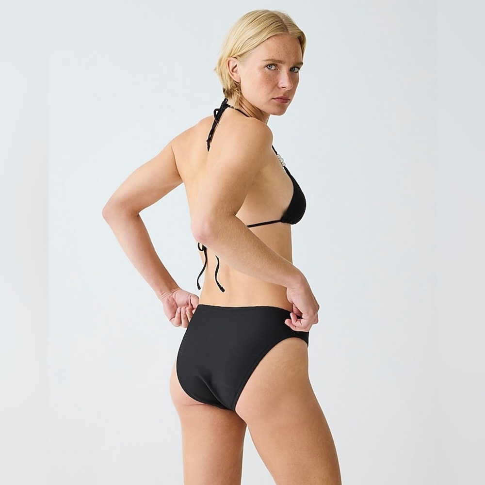 J.CREW Ribbed High-Rise Cheeky Bikini Bottom Small Medium Black Swimwear NWT